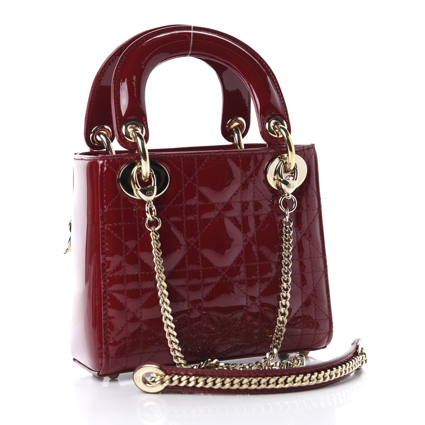 Patent Cannage Mini Lady Dior Red