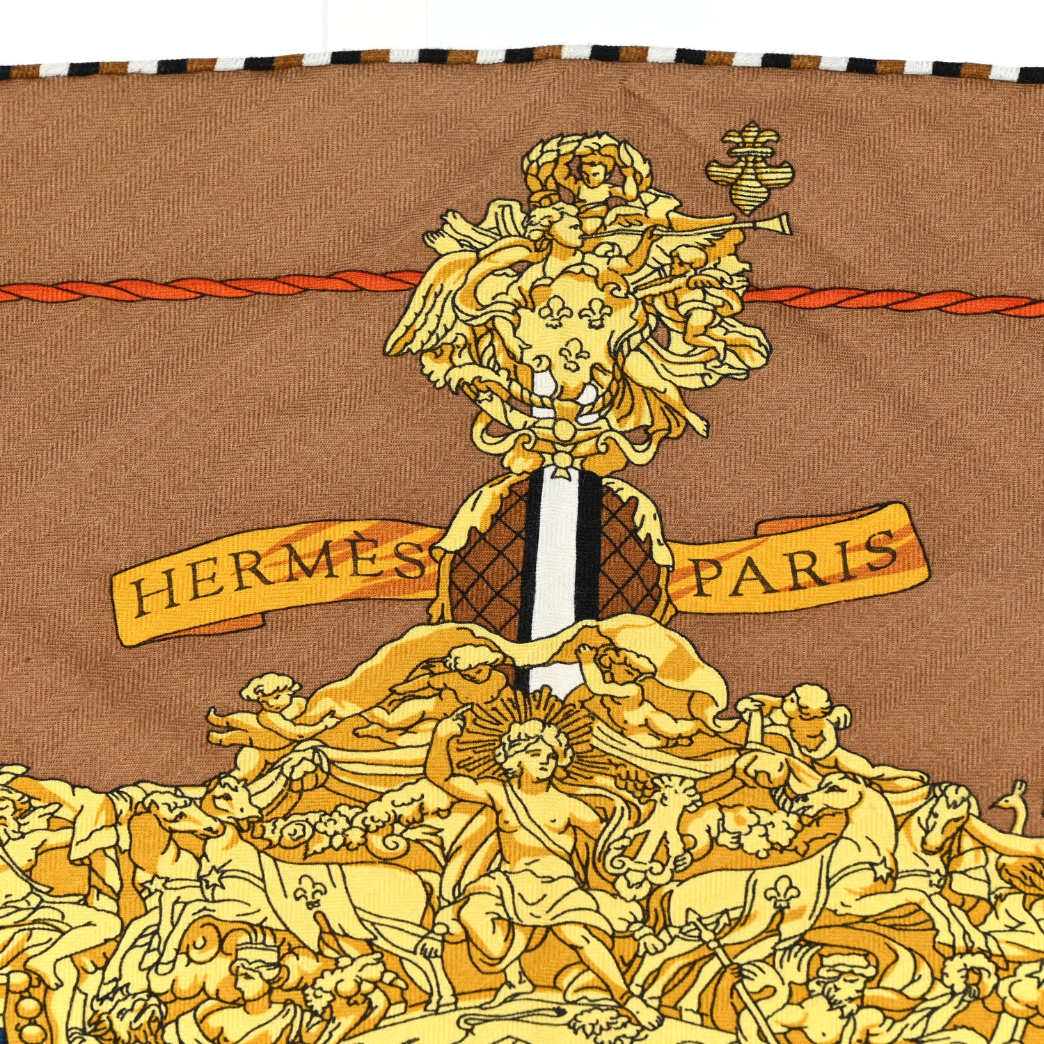 Hermes Cashmere Silk La Reale Giant Pointe Triangle Shawl Beige Dore Vert 3 of 4