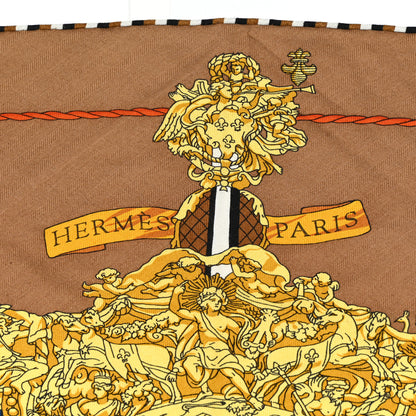 Hermes Cashmere Silk La Reale Giant Pointe Triangle Shawl Beige Dore Vert 3 of 4