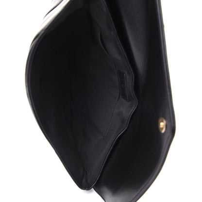 Chanel Calfskin Chevron Quilted CC Button Envelope Pouch Black 4 of 4