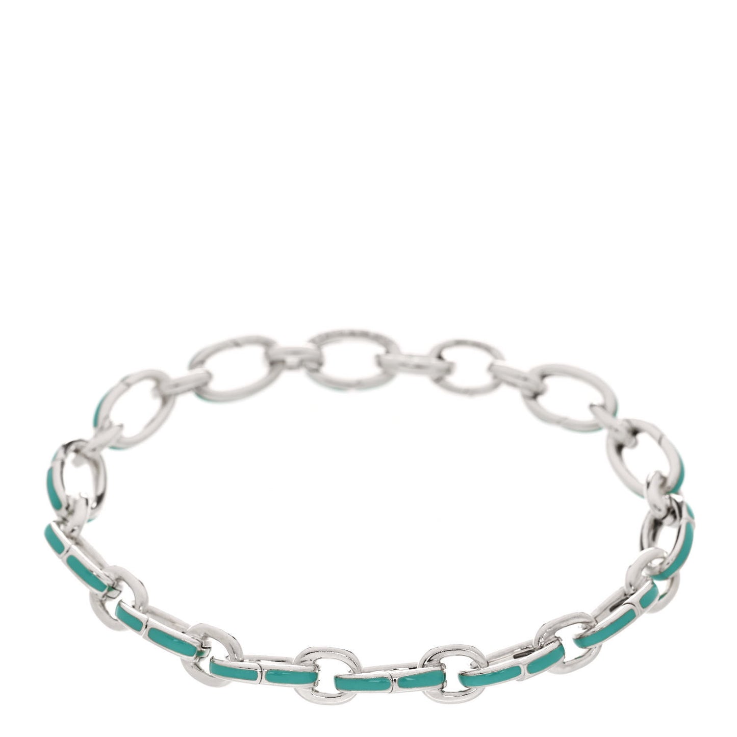 Sterling Silver Enamel Clasping Link Bracelet Blue