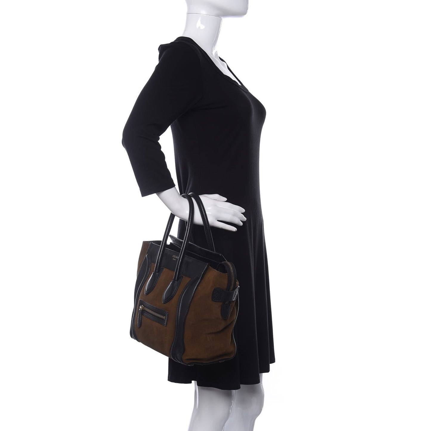 Smooth Calfskin Suede Micro Luggage Olive