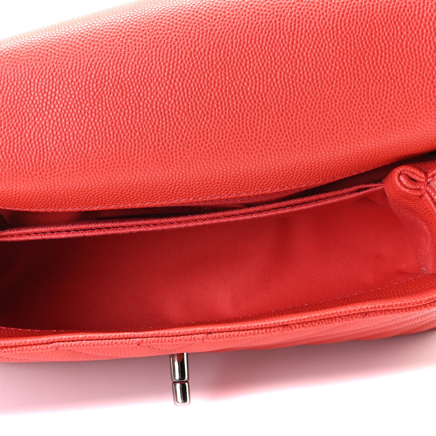 Caviar Chevron Quilted Mini Coco Handle Flap Red