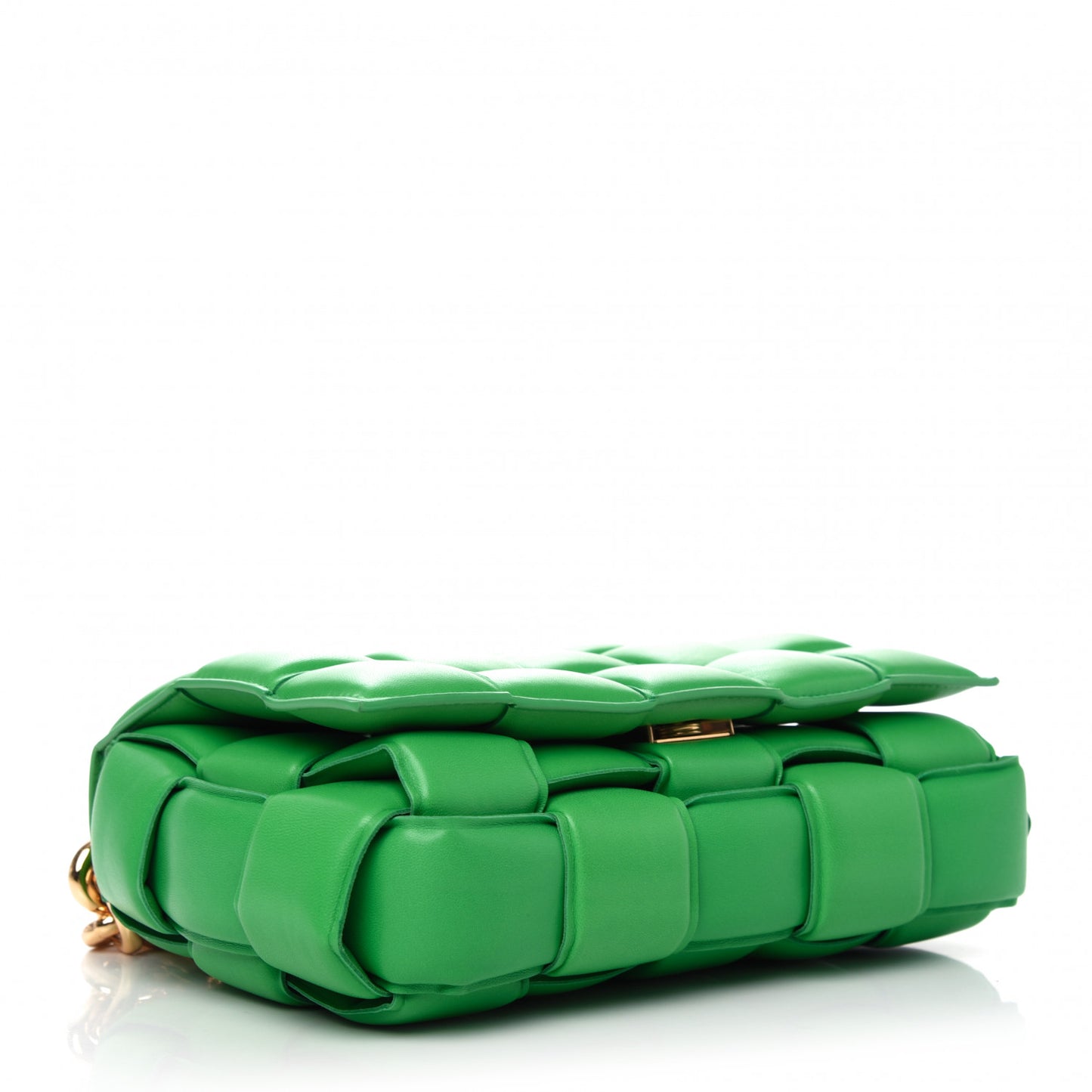 Lambskin Maxi Intreccio Padded Chain Cassette Crossbody Bag Grass