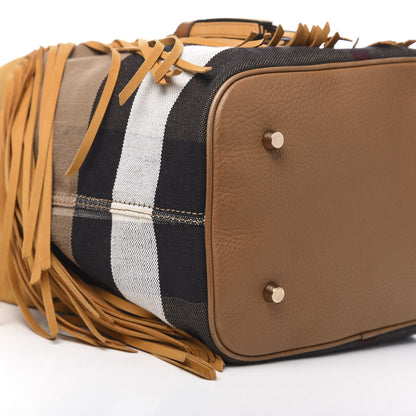 Burberry Suede Fringe Large Belgrove Bucket Bag Tan 13 of 15