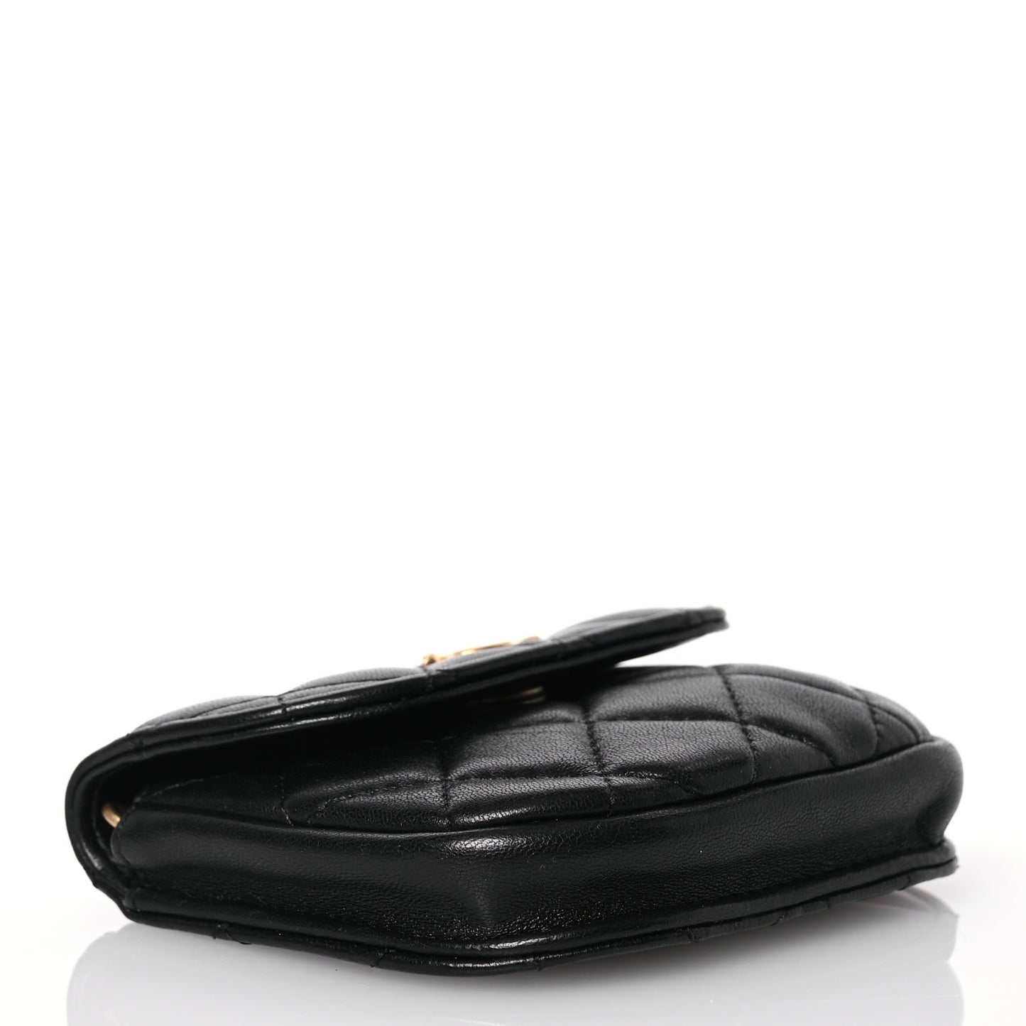 Lambskin Quilted Pearl Crush Waist Bag Black