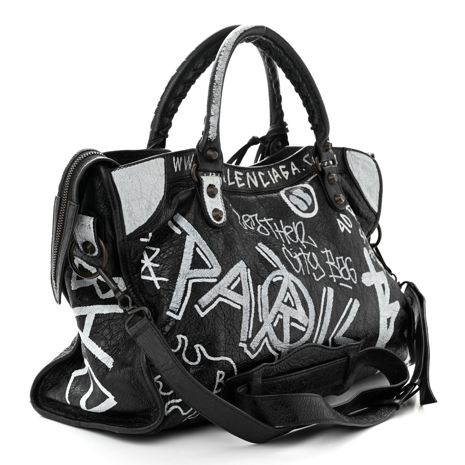 Balenciaga Agneau Arena Graffiti All Over Classic Hardware City Black White 3 of 10