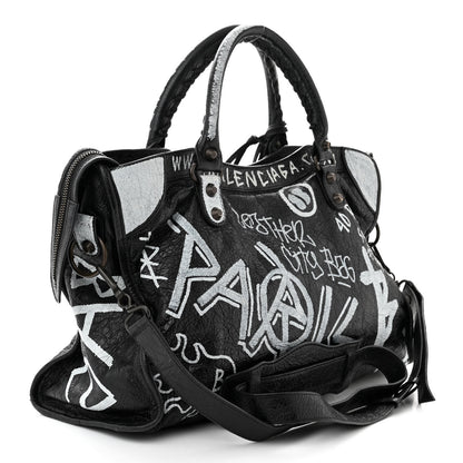 Balenciaga Agneau Arena Graffiti All Over Classic Hardware City Black White 3 of 10