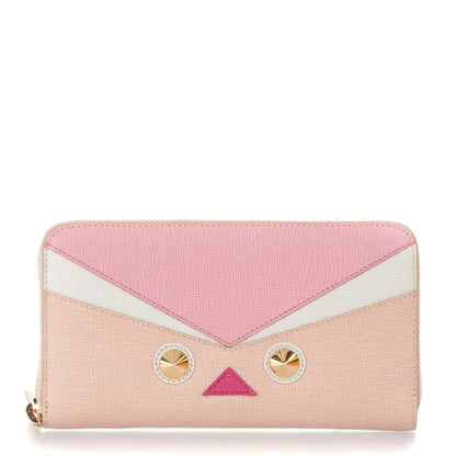 Fendi Vitello Elite QuTweet Studded Zip Around Wallet Pink 1 of 8