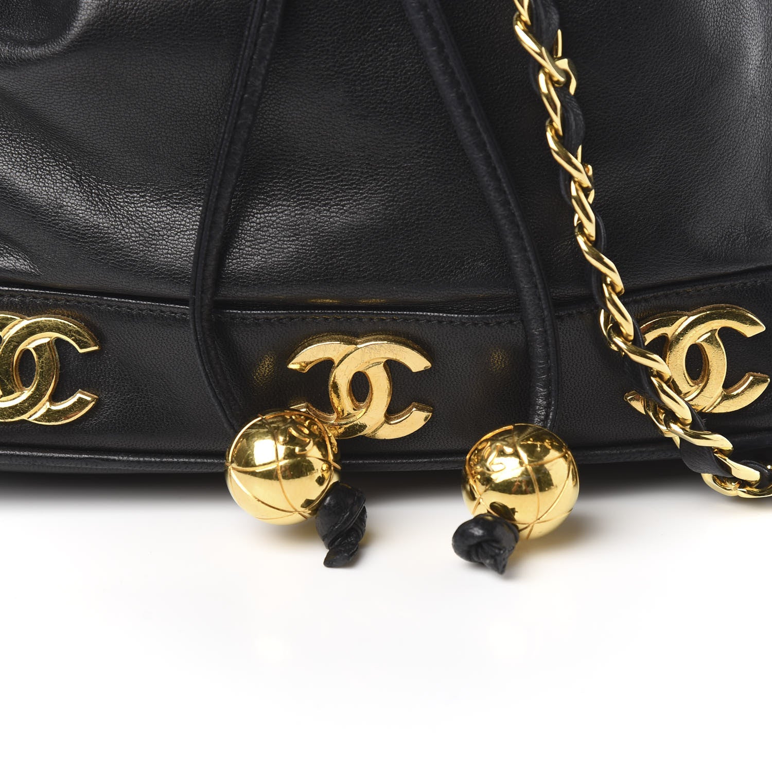 Chanel Lambskin Drawstring Bucket Bag Black 12 of 12