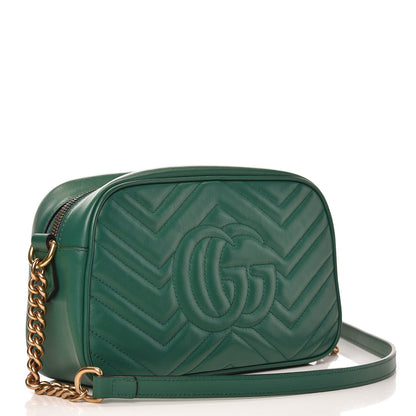 Gucci Calfskin Matelasse Small GG Marmont Chain Shoulder Bag Emerald Green 3 of 7