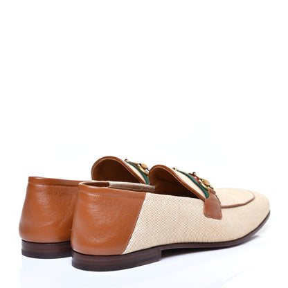 Gucci Canvas Web Mens Brixton Horsebit Loafers 10 Sand Light Cuir 4 of 9