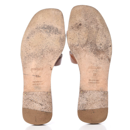 Hermes Box Calfskin Oran Sandals 36 Gold 5 of 11