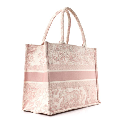 Christian Dior Canvas Embroidered Medium Dioriviera Toile De Jouy Book Tote Rose 3 of 10