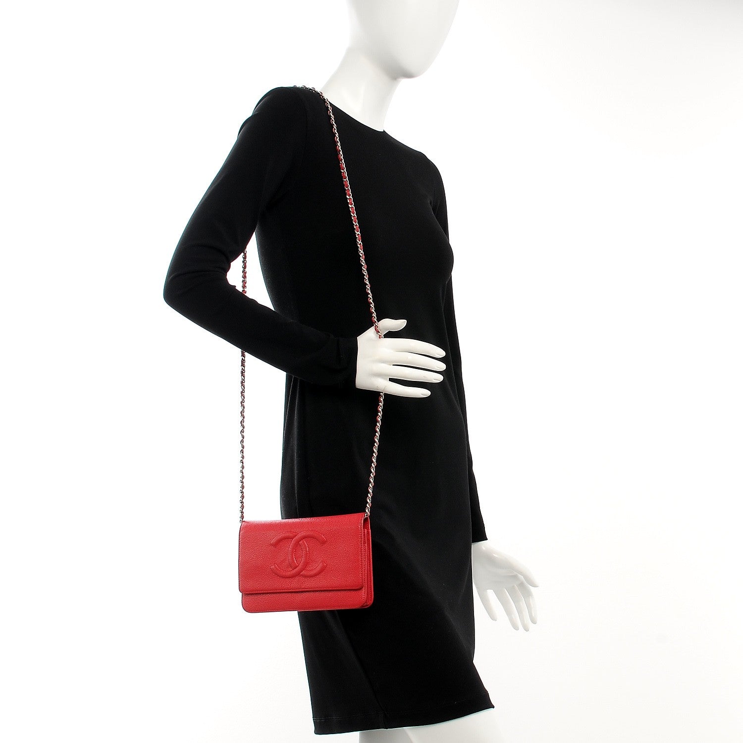 Chanel Caviar Timeless CC Wallet On Chain WOC Dark Pink 2 of 14
