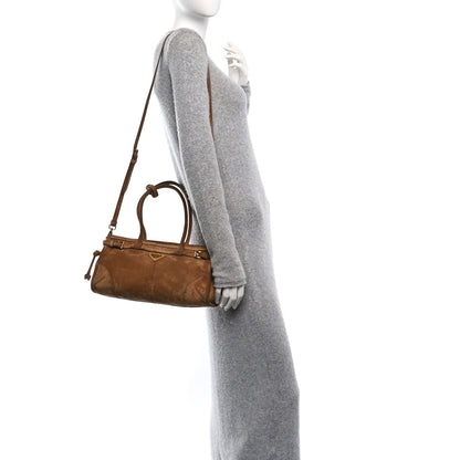 Prada Suede Triangle Medium Bonnie Shoulder Bag Cacao 2 of 9