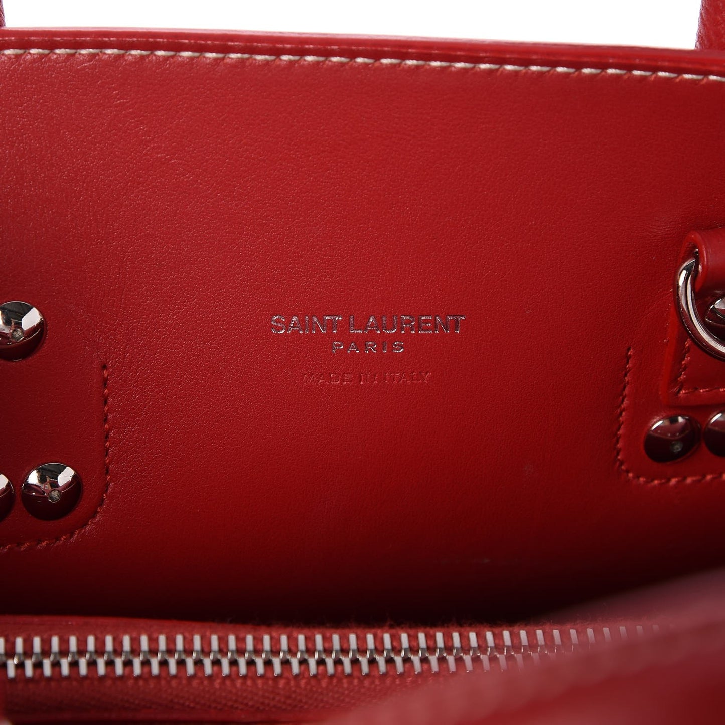 Grained Calfskin Topstitch Baby Sac De Jour Red