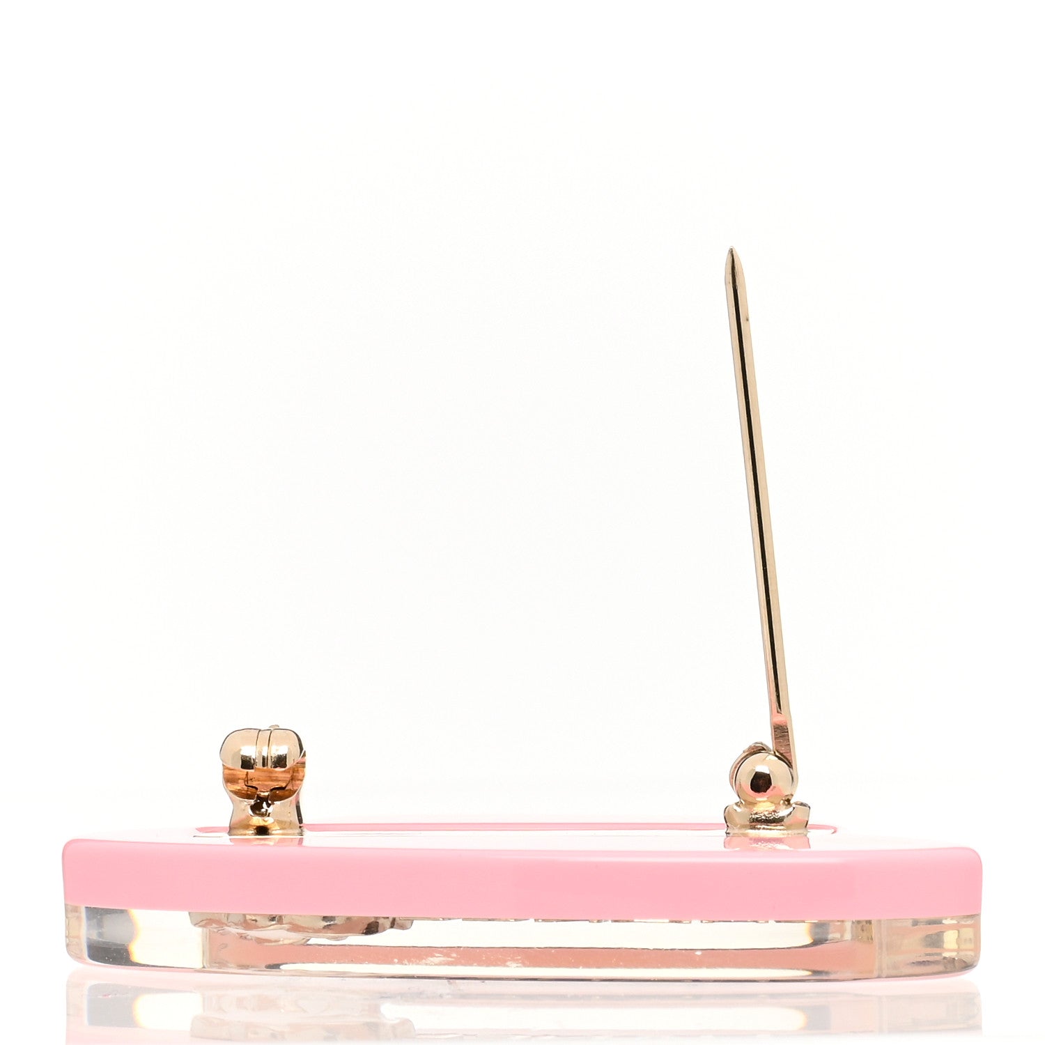 Chanel Resin Icon Manga Hat Brooch Pink White Gold 5 of 5
