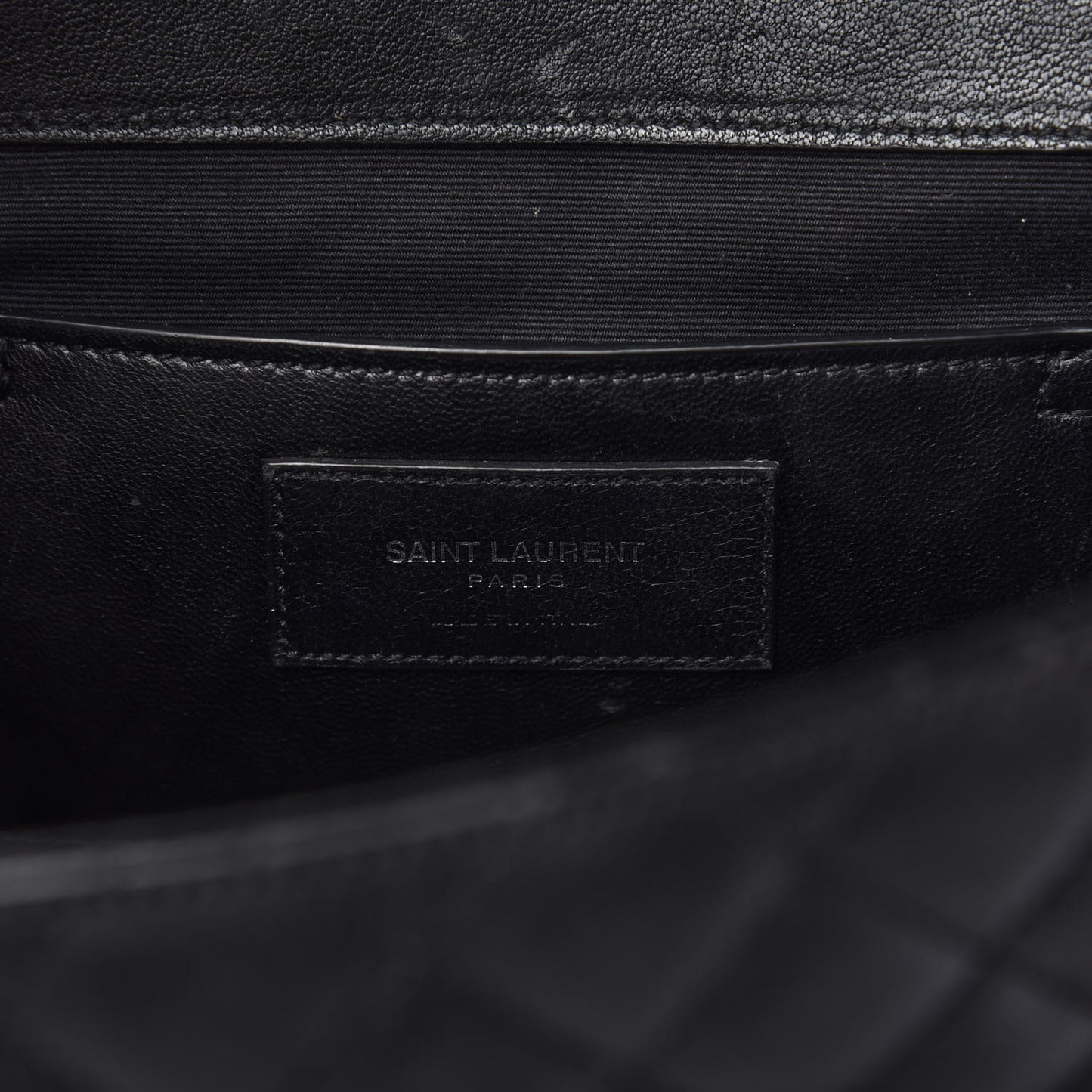 Sheepskin Tri-Quilt Monogram Medium College Bag Black