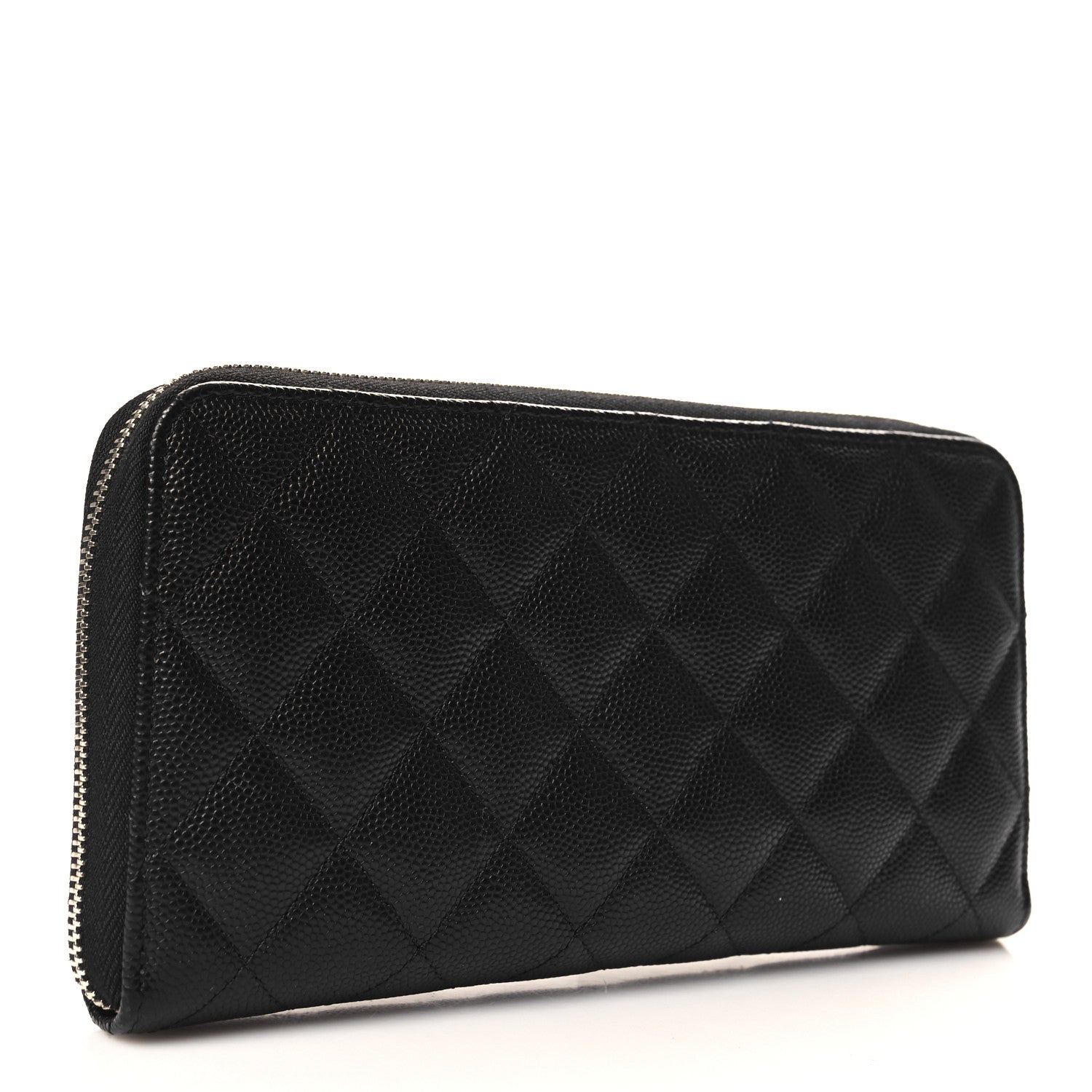 Chanel Caviar Quilted Perforated CC Long Zipped Wallet Black 3 of 9