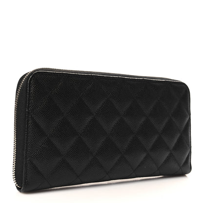 Chanel Caviar Quilted Perforated CC Long Zipped Wallet Black 3 of 9