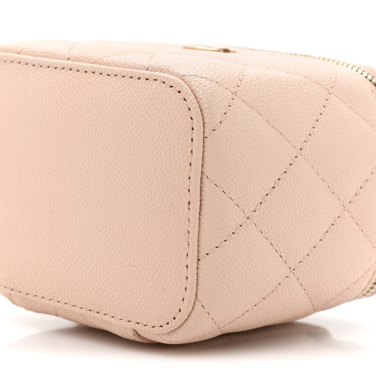 Chanel Caviar Quilted Mini Vanity Case With Chain Light Beige 8 of 9