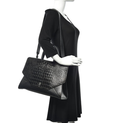 Givenchy Calfskin Crocodile Embossed Small Obsedia Satchel Black 2 of 14