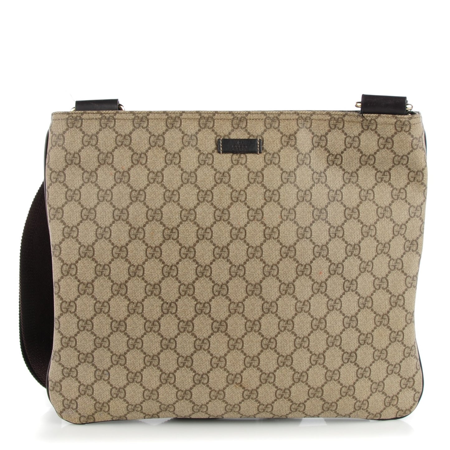GG Plus Monogram Large Flat Messenger Bag Beige Brown