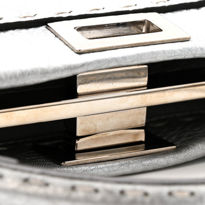 Fendi Cuoio Romano Lux Selleria Mini Peekaboo Iconic Satchel Argento 11 of 13