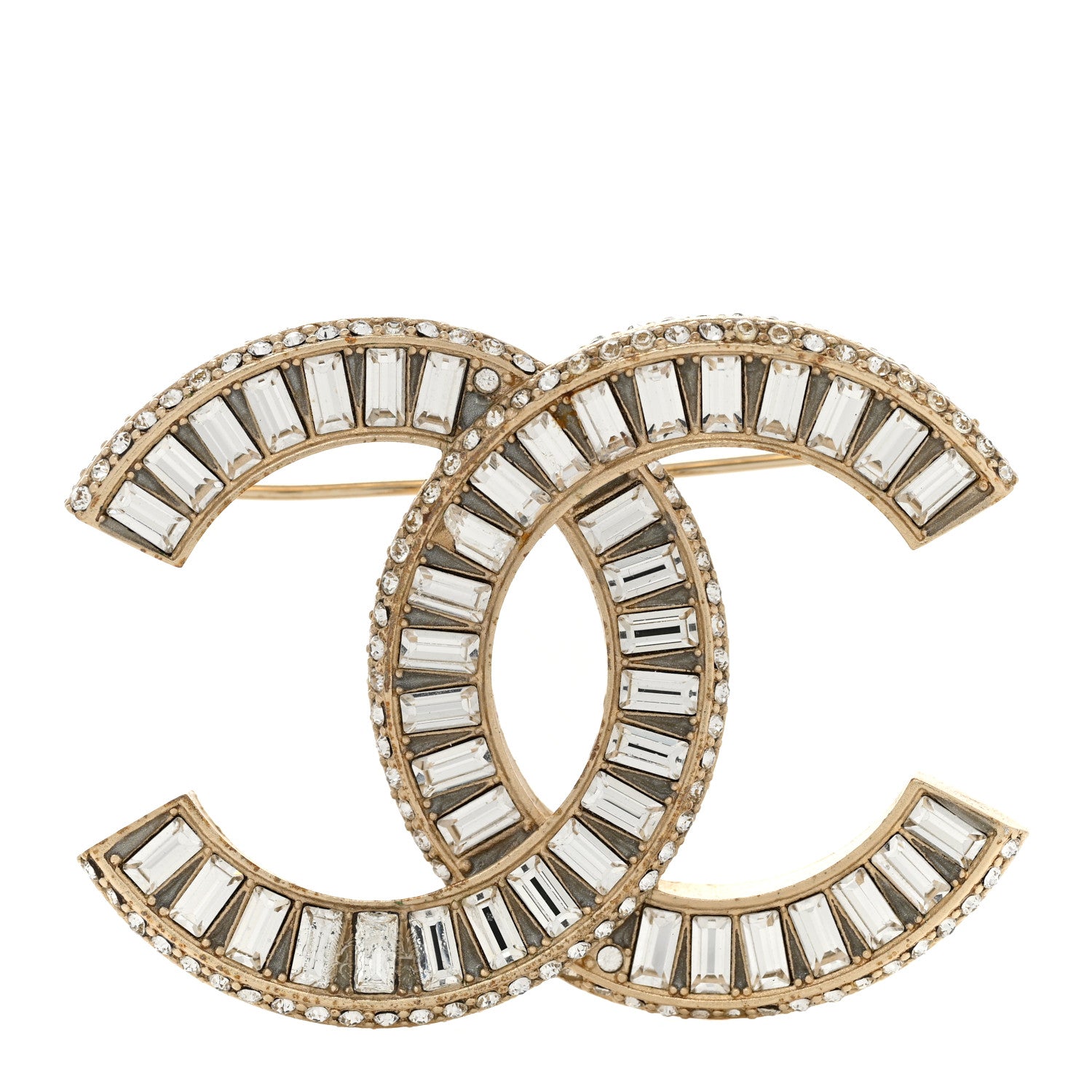Chanel Baguette Crystal CC Brooch Gold 1 of 10