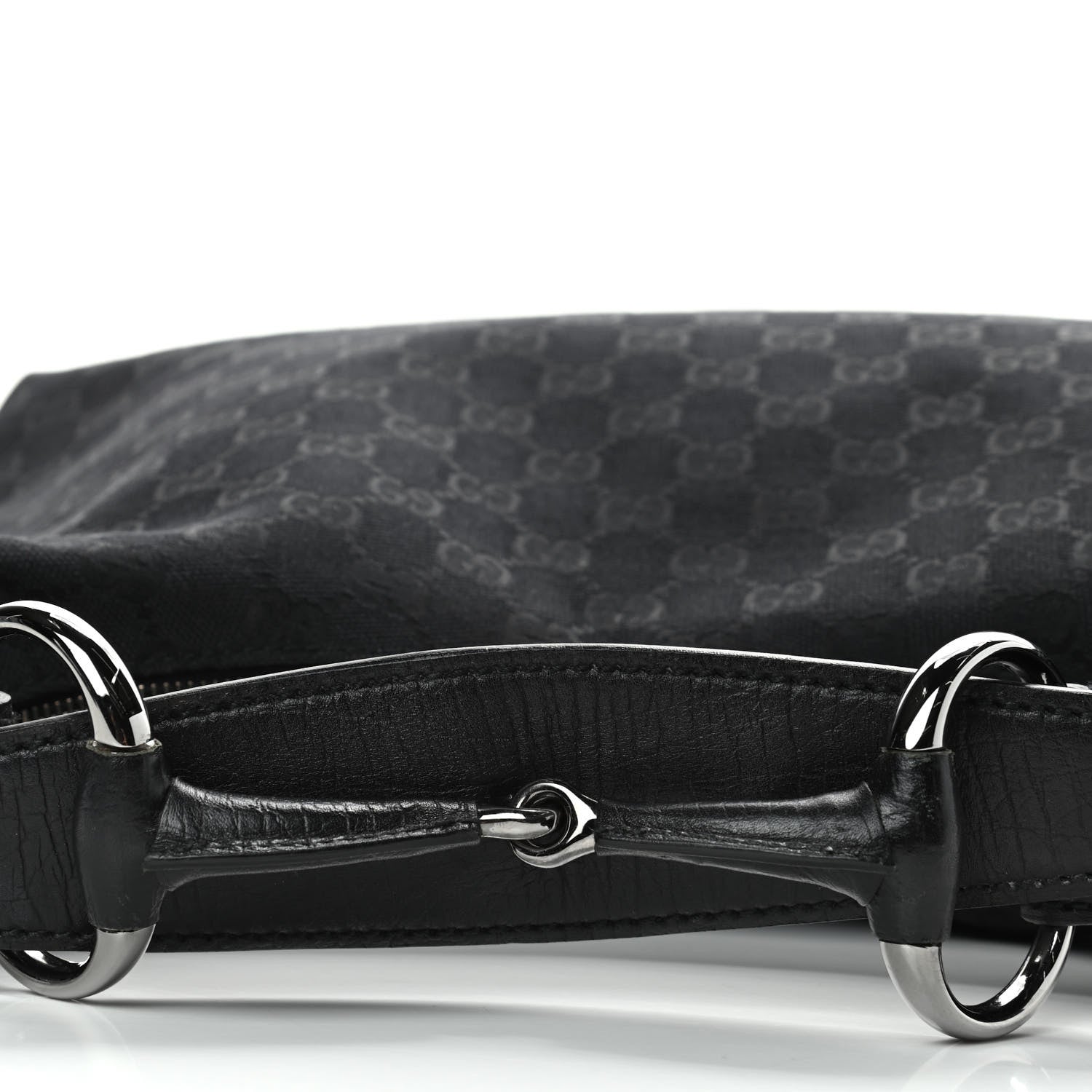 Gucci Monogram Medium Horsebit Chain Hobo Black 5 of 5