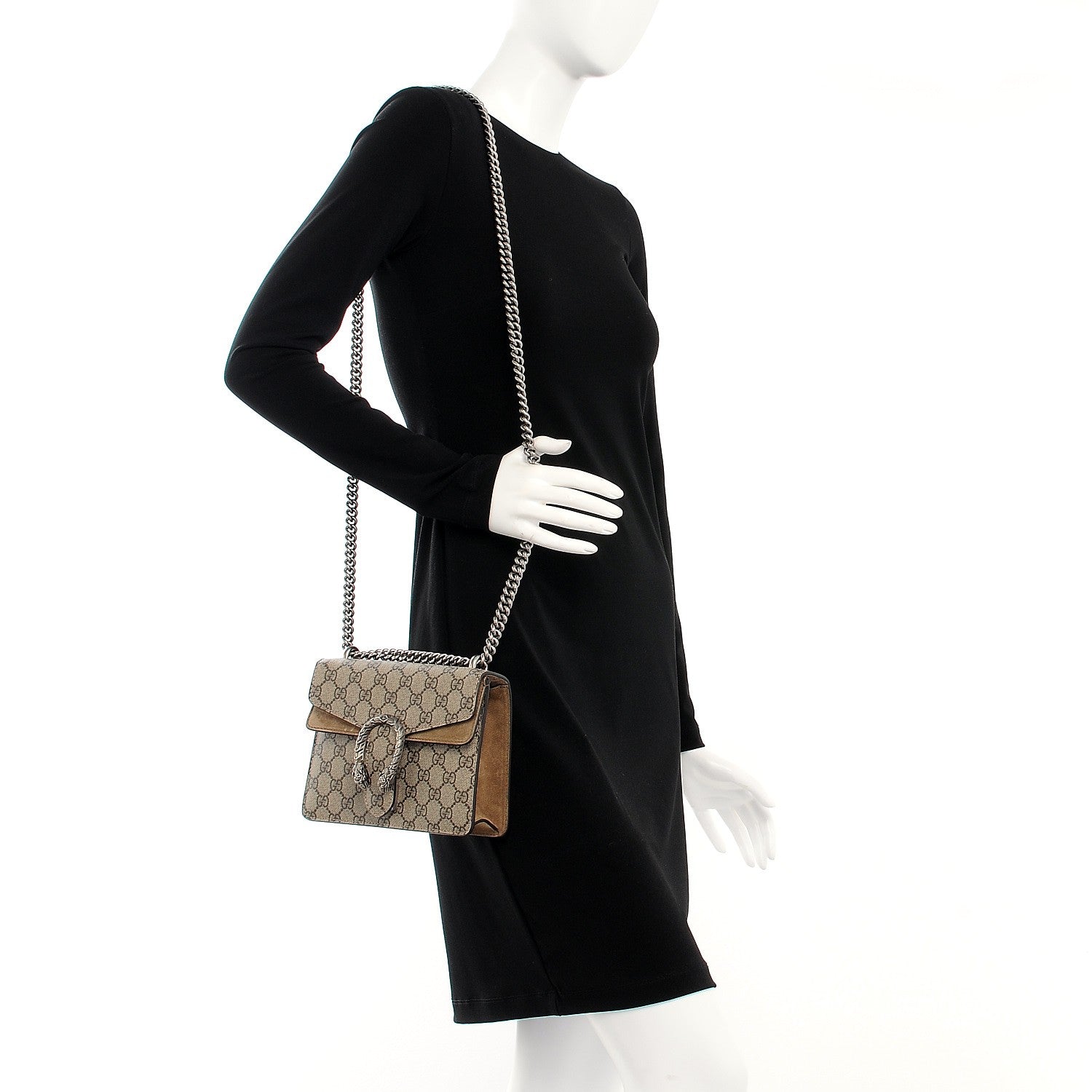 Gucci GG Supreme Monogram Mini Dionysus Shoulder Bag Taupe 2 of 7