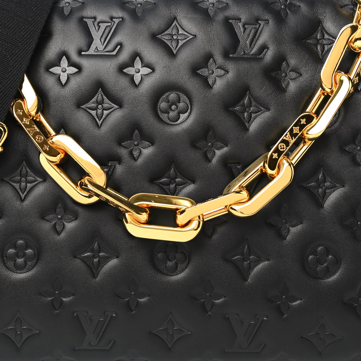 Lambskin Embossed Monogram Coussin MM Black