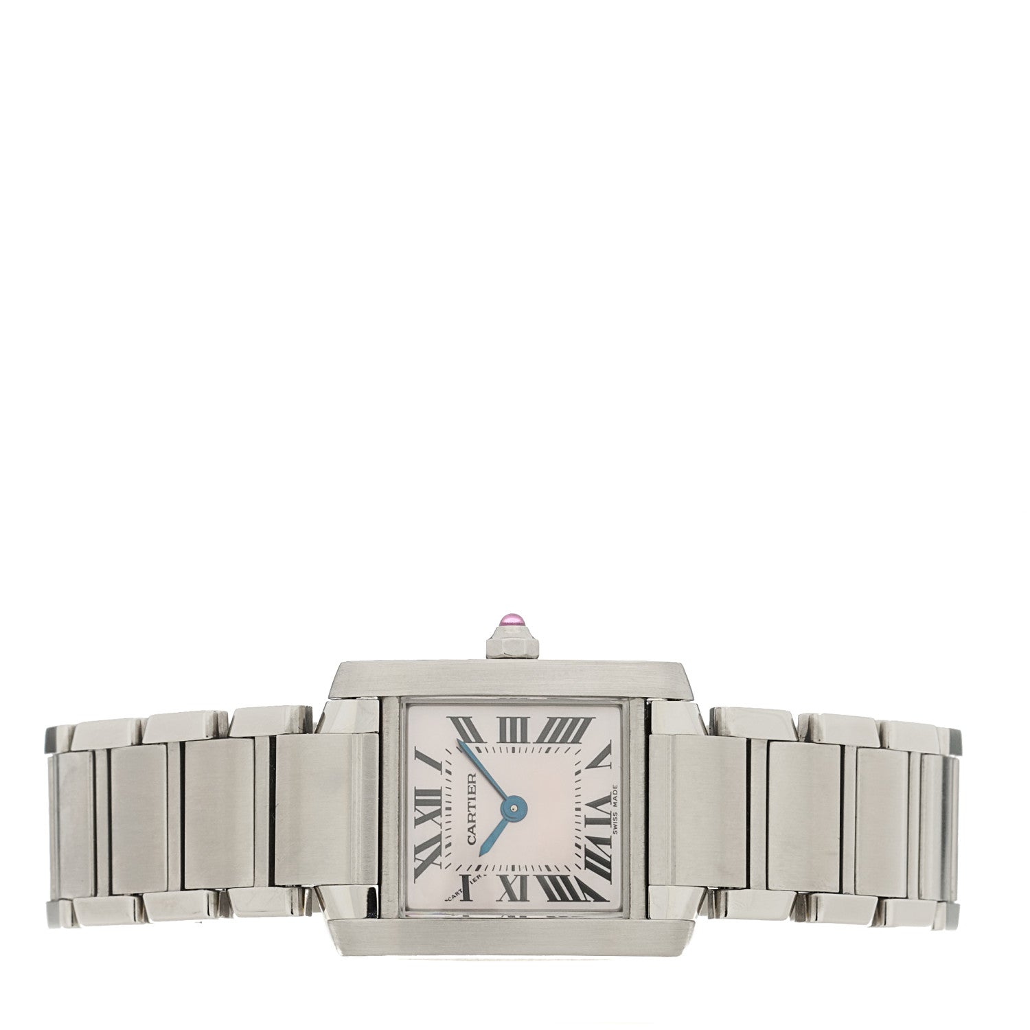 Cartier Stainless Steel Pink Mother of Pearl 20mm Tank Francaise Quartz Watch 2 of 4