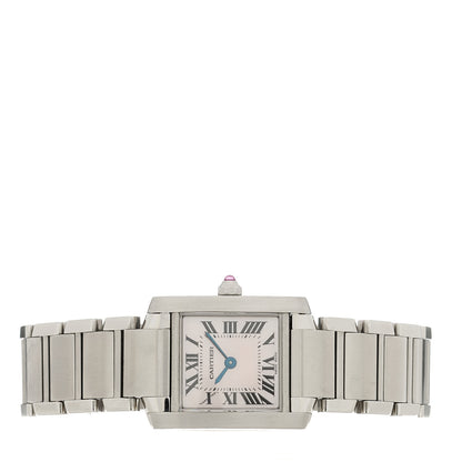 Cartier Stainless Steel Pink Mother of Pearl 20mm Tank Francaise Quartz Watch 2 of 4