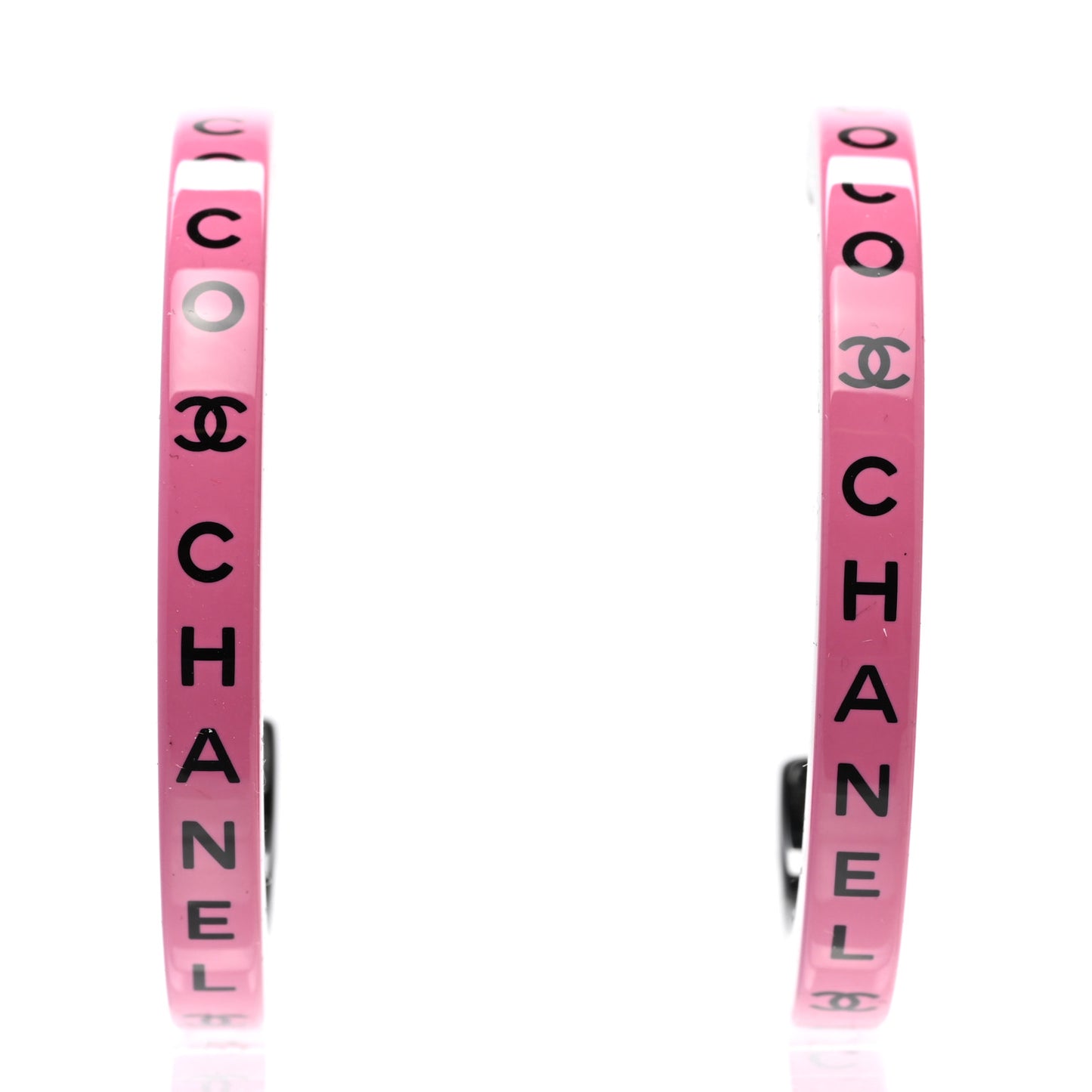 Resin Logo Hoop Earrings Pink Black