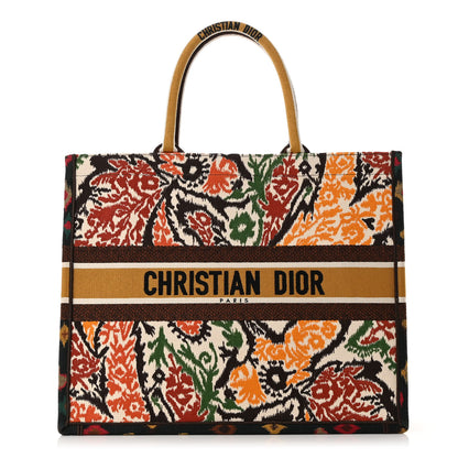 Christian Dior Canvas Embroidered Large Paisley Book Tote Multicolor 1 of 10