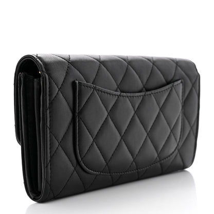 Chanel Lambskin Quilted Large Gusset Flap Wallet Black 3 of 9