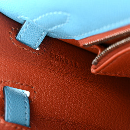 Hermes Madame Calfskin Verso Kelly Sellier 25 Bleu Du Nord Cuivre 7 of 11