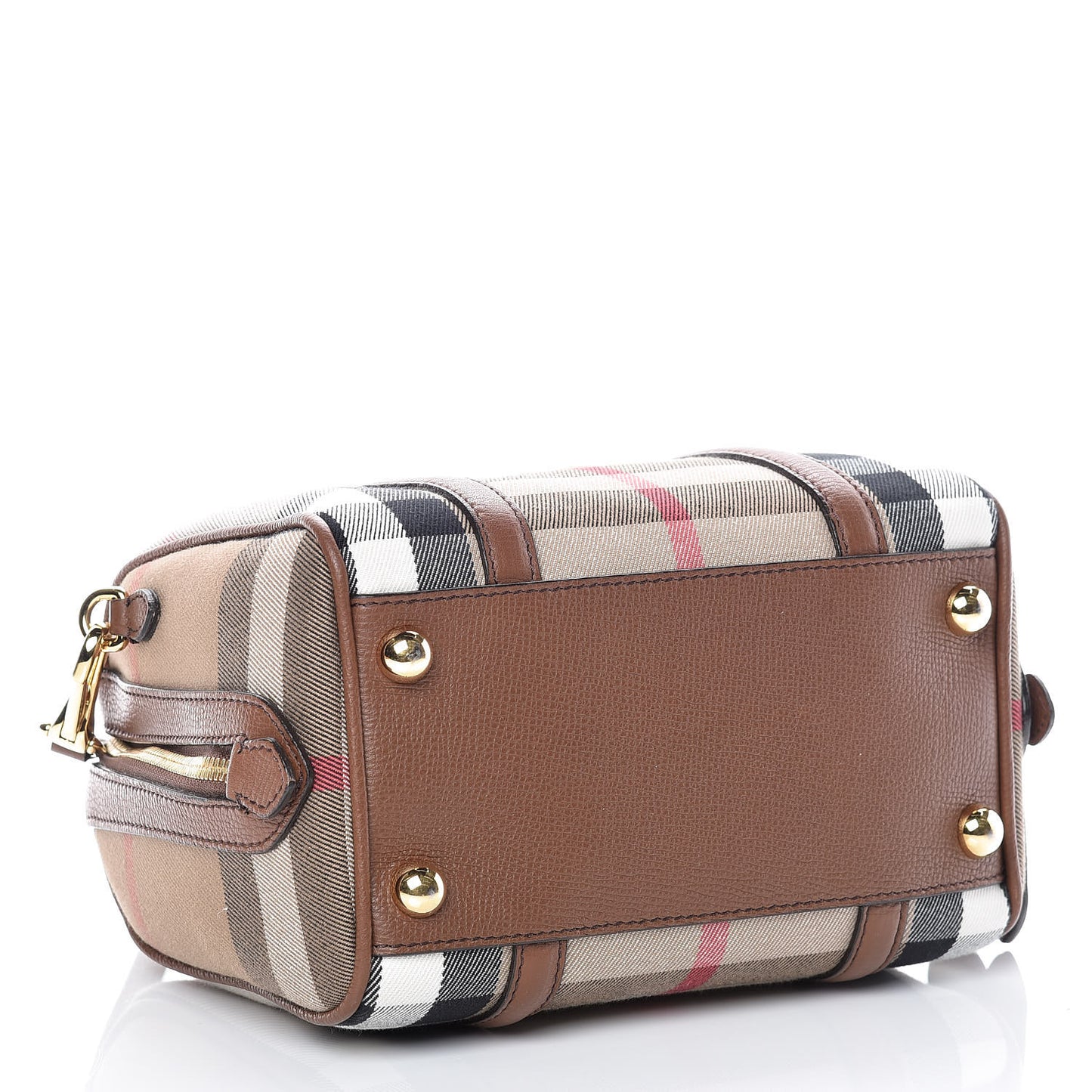 House Check Derby Calfskin Small Alchester Bowling Bag Tan