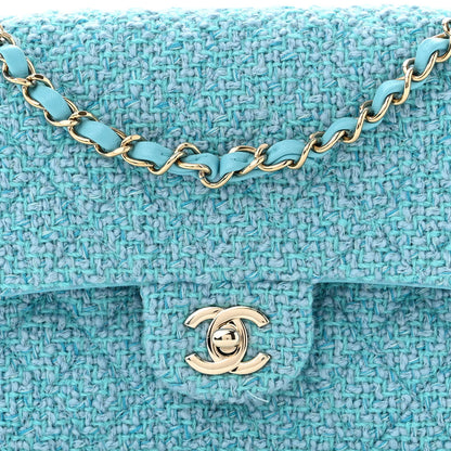 Chanel Tweed Quilted Medium Double Flap Blue 8 of 11