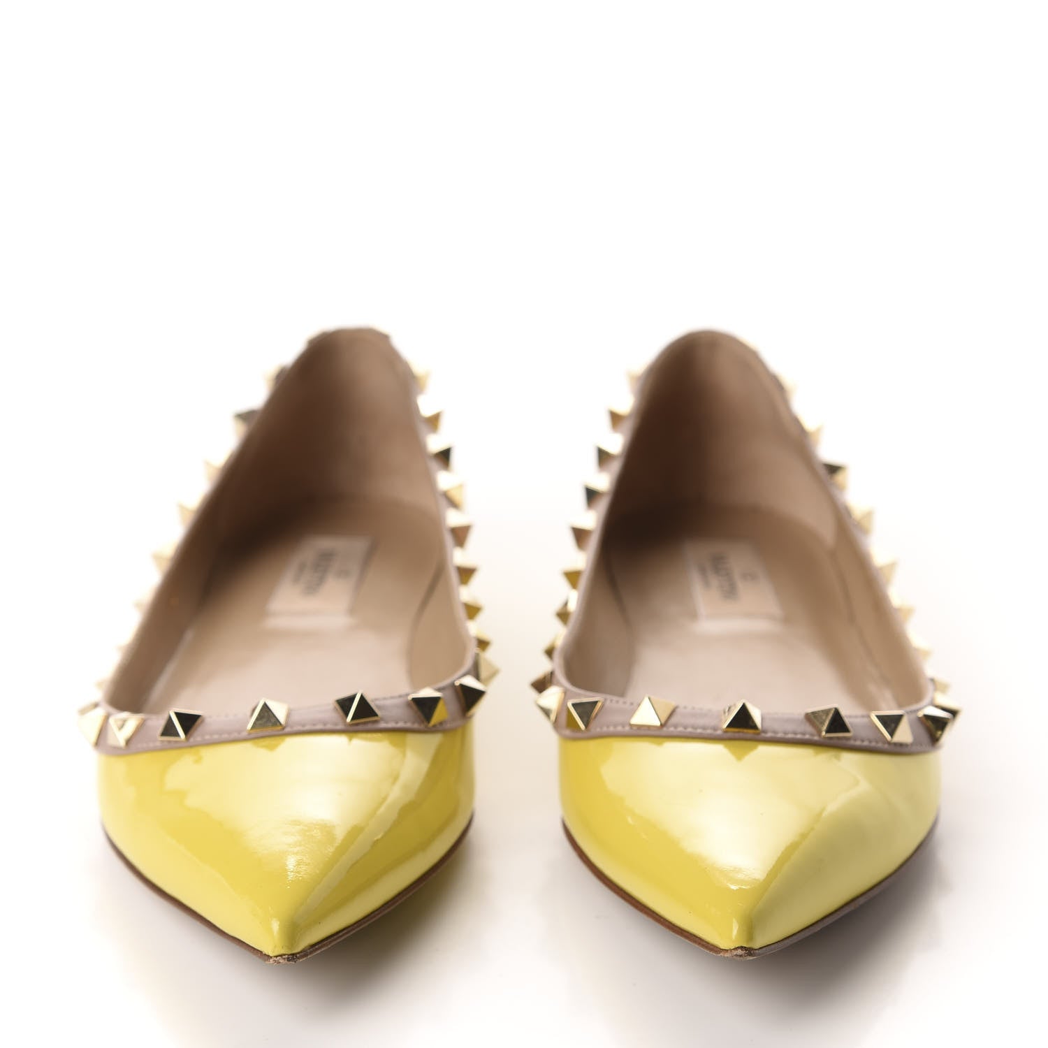Valentino Garavani Patent Rockstud Ballerina Flats 37 Naples Yellow Poudre 2 of 15