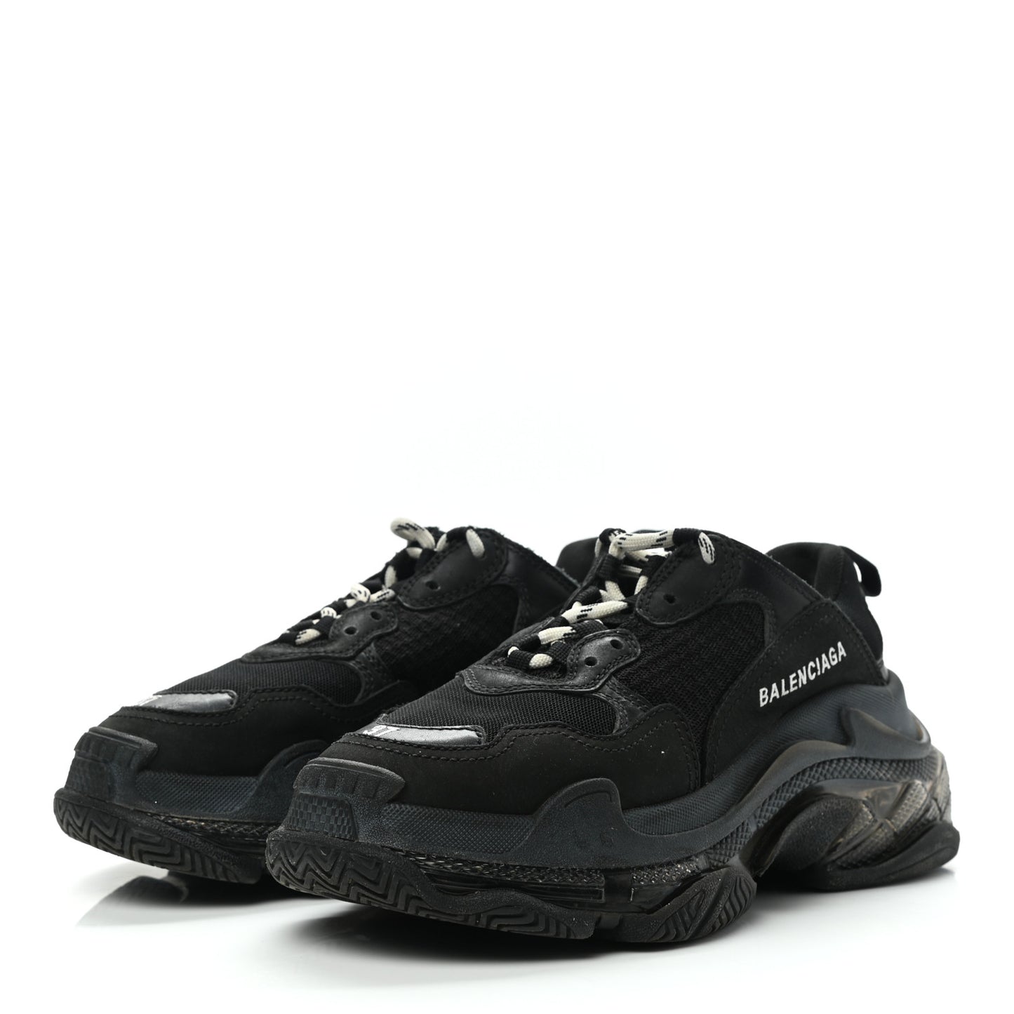 Fabric Mesh Clear Sole Womens Triple S Sneakers 37 Black