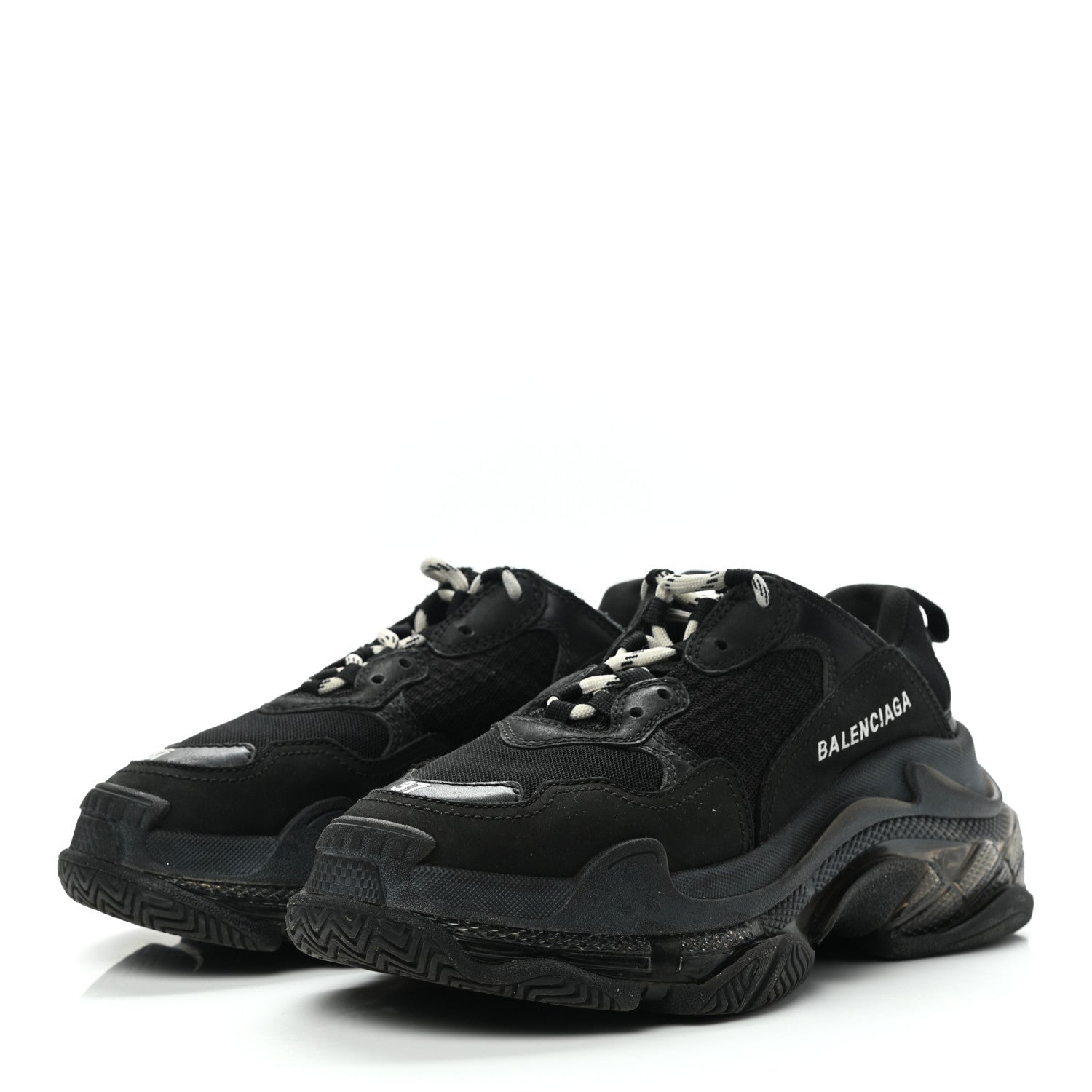 Balenciaga Fabric Mesh Clear Sole Womens Triple S Sneakers 37 Black 3 of 14