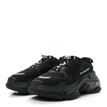 Balenciaga Fabric Mesh Clear Sole Womens Triple S Sneakers 37 Black 3 of 14