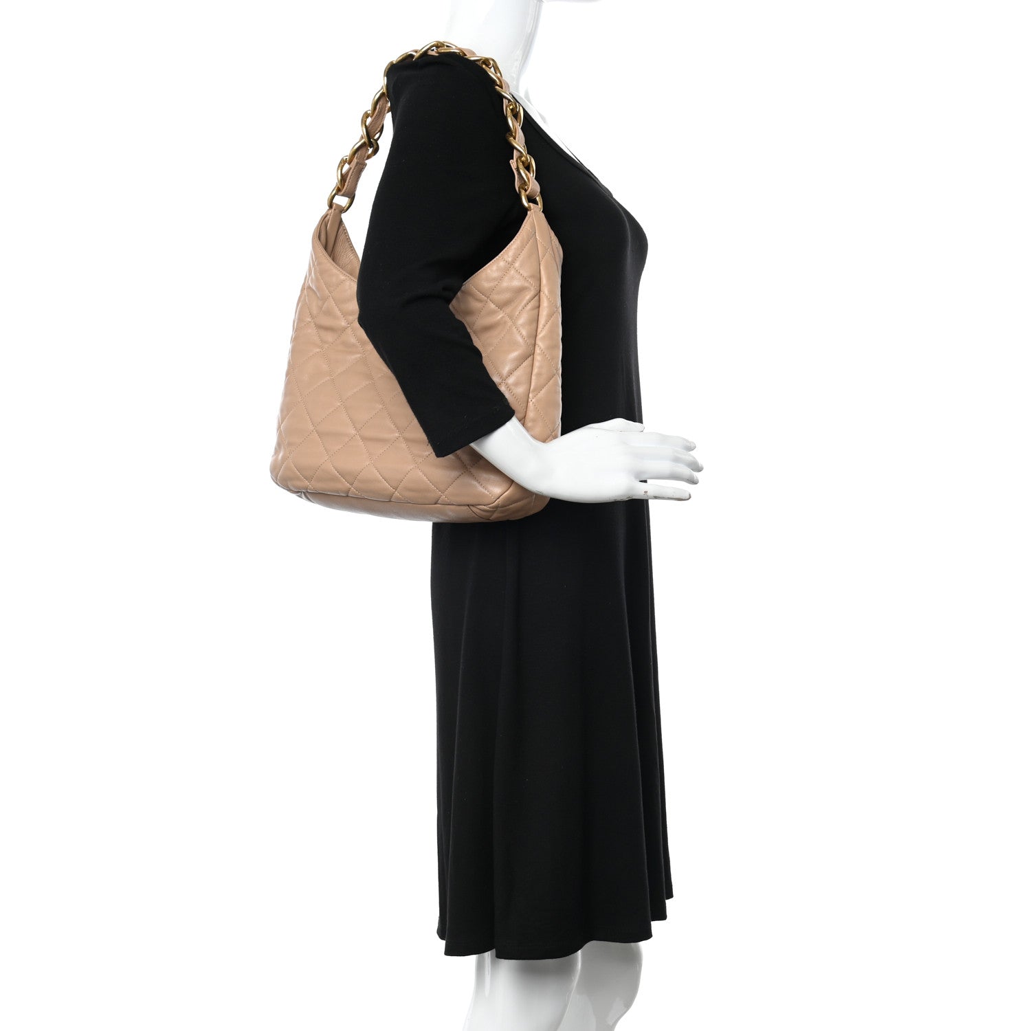 Chanel Lambskin Quilted Large CC Funky Town Hobo Beige 2 of 14