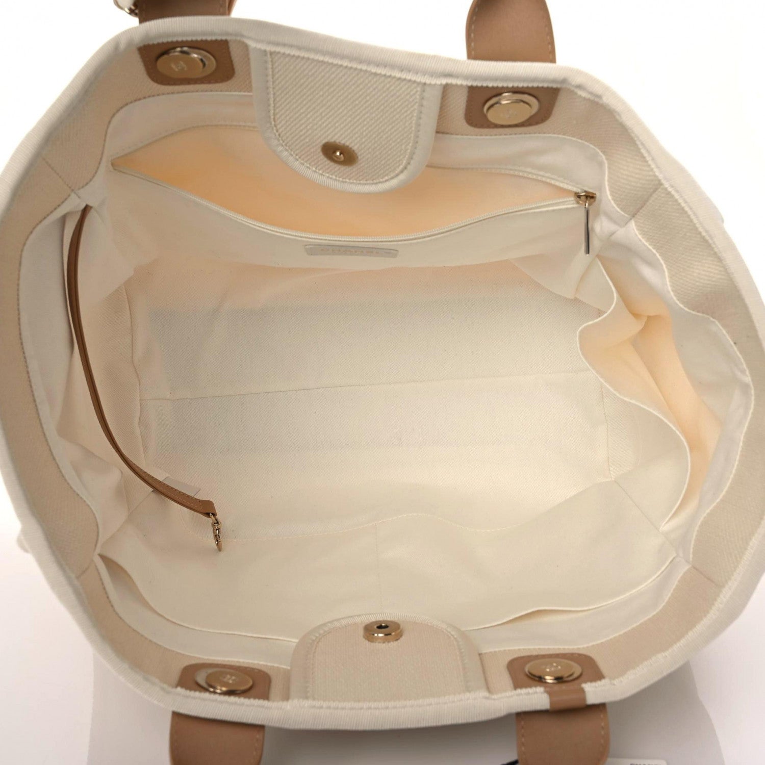 Chanel Canvas Pearl Medium Deauville Tote Ecru Beige 5 of 10