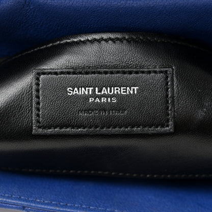 Saint Laurent Sheepskin Matelasse Chevron Monogram Medium College Bag Royal Blue 7 of 11