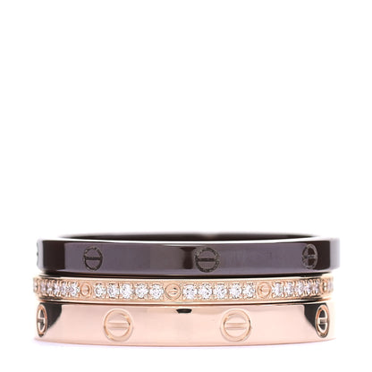 Cartier 18K Pink Gold Diamond Ceramic LOVE Ring Set 61 9.5 3 of 7