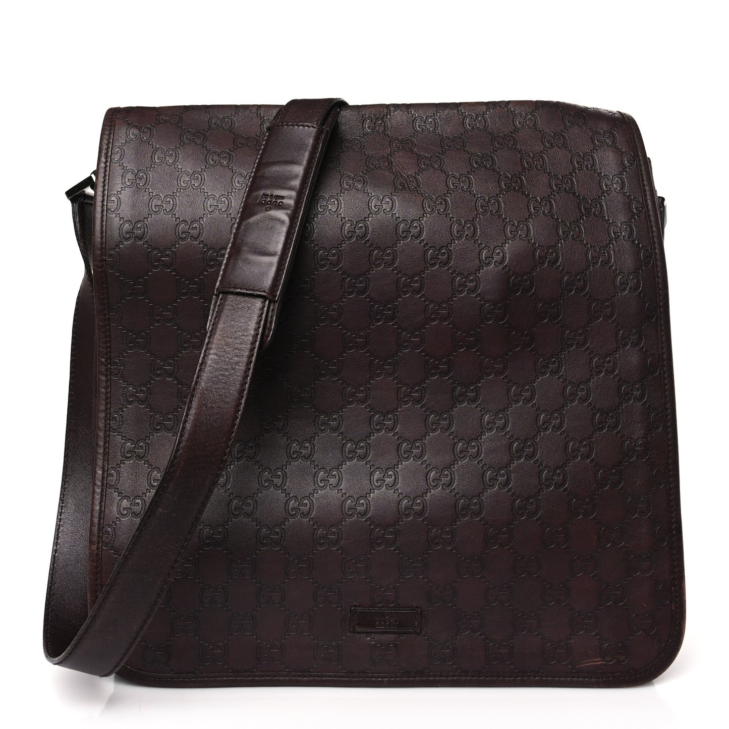 Guccissima Large Flap Messenger Bag Dark Brown